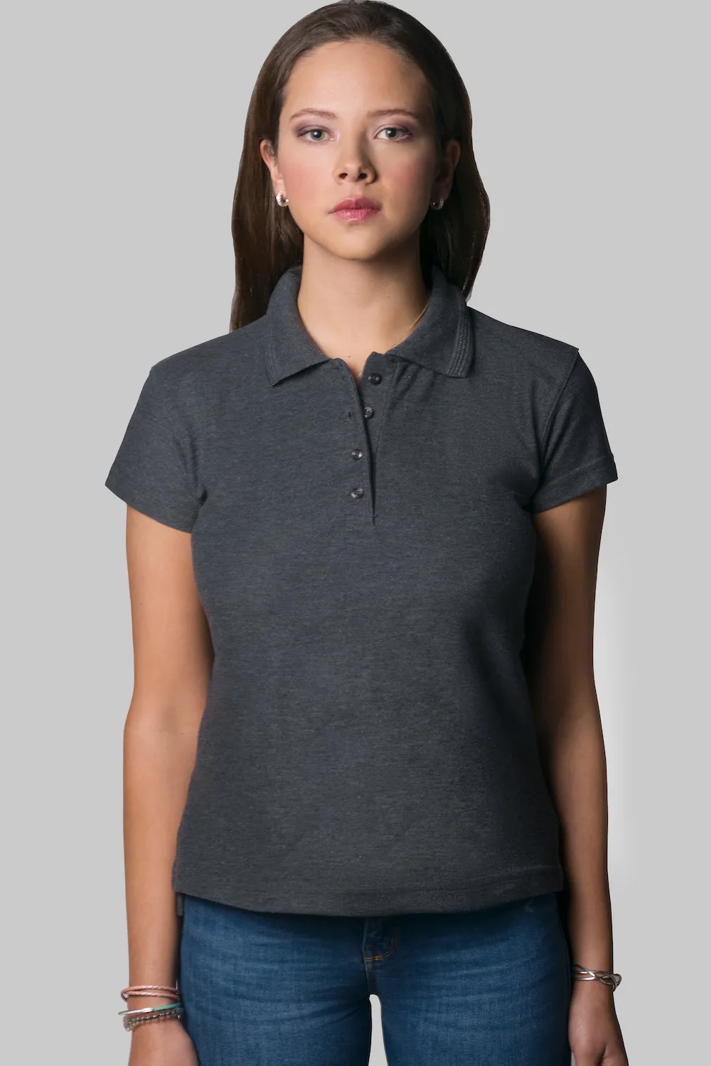 Playera Tipo Polo Azul Gris Oxford