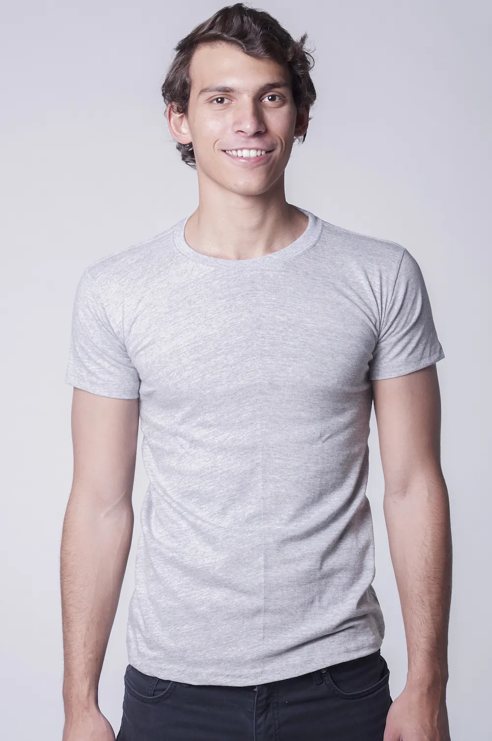 Playera Cuello Redondo Gris Jaspe 