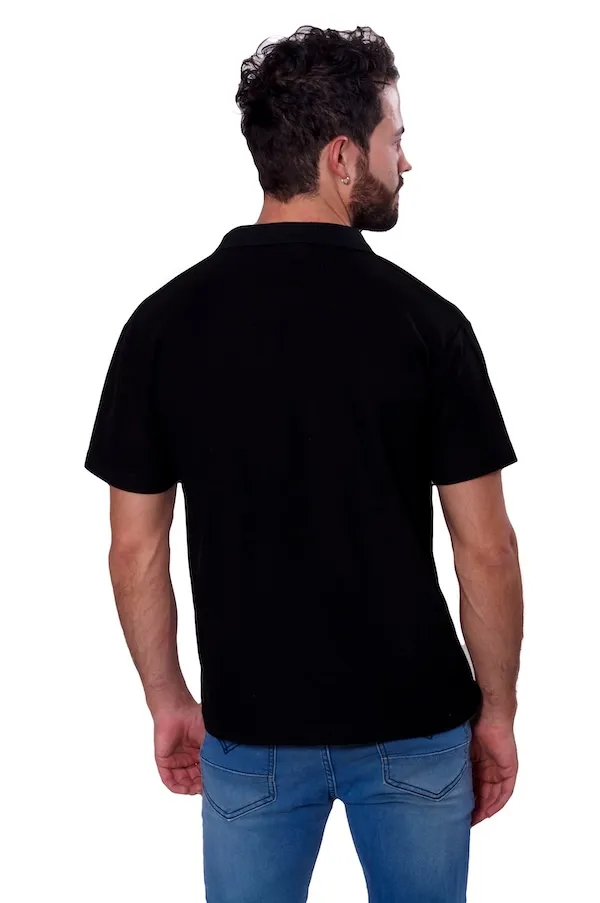 Playera tipo polo para caballero color azul, 100% algodón, detalle de botones